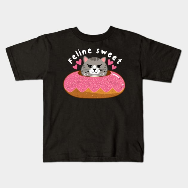 Funny Donut Joke, Feline Sweet, Cat Humor, Birthday Kids T-Shirt by SmokingPencils